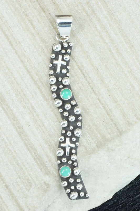 Turquoise & Sterling Silver Pendant - Raymond Coriz