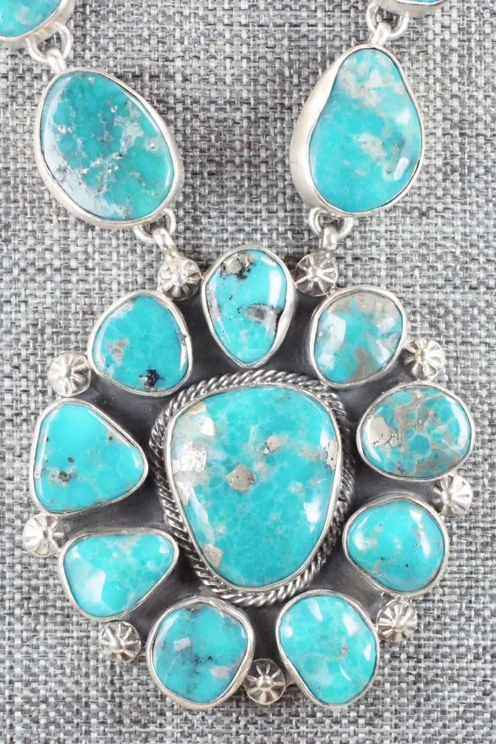 Turquoise & Sterling Silver Necklace and Earrings Set - Wydell Billie