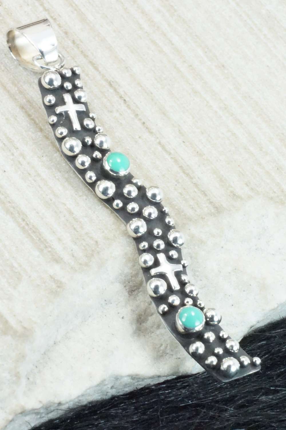 Turquoise & Sterling Silver Pendant - Raymond Coriz