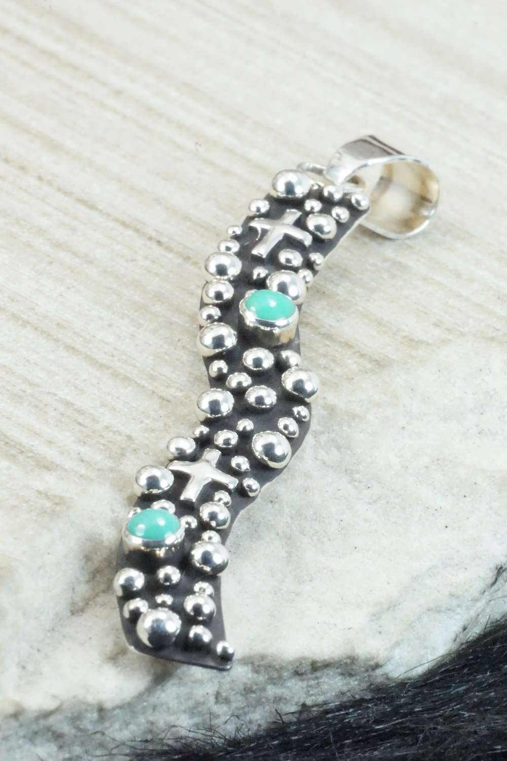 Turquoise & Sterling Silver Pendant - Raymond Coriz