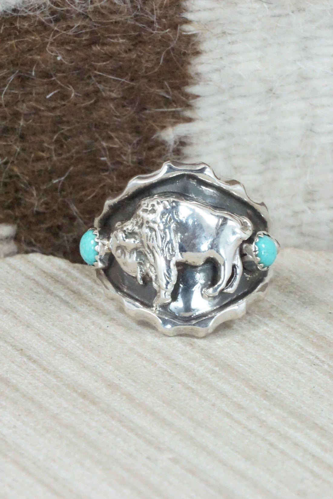 Turquoise & Sterling Silver Ring - Genevieve Francisco - Size 10.75