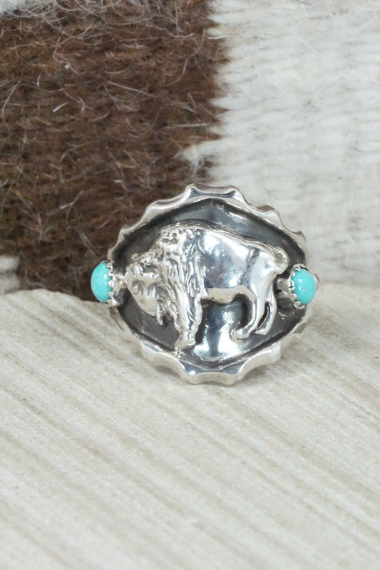 Turquoise & Sterling Silver Ring - Genevieve Francisco - Size 11