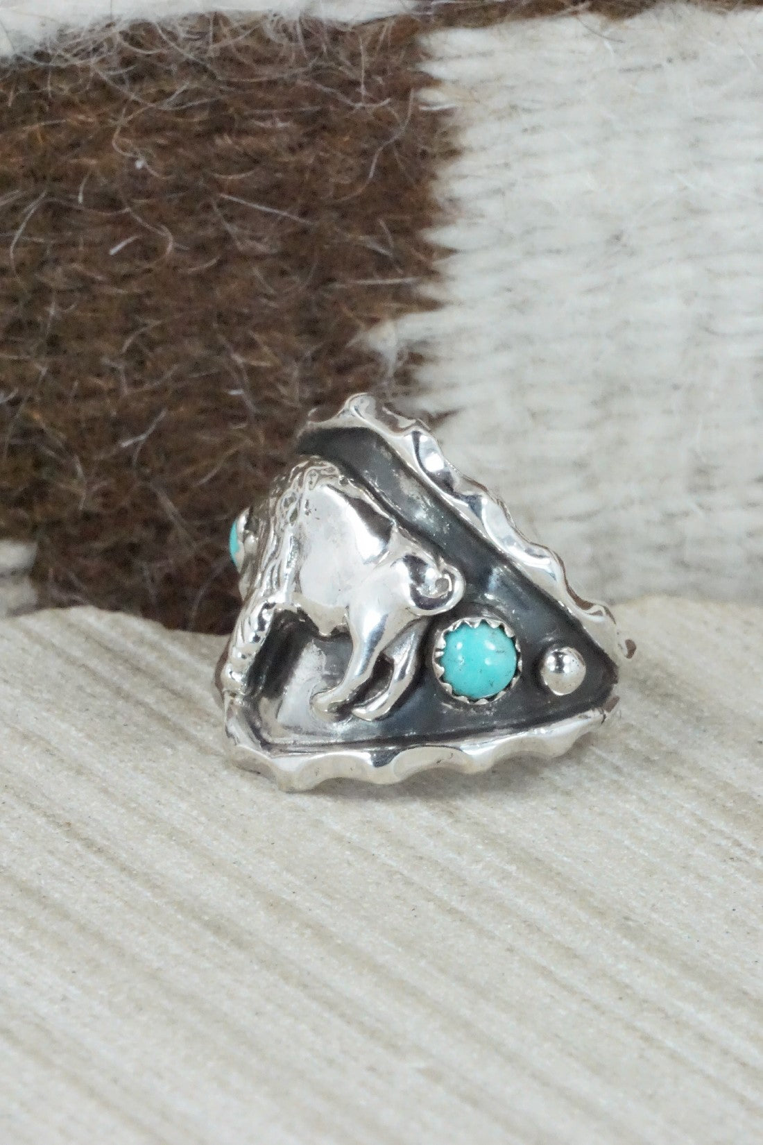 Turquoise & Sterling Silver Ring - Genevieve Francisco - Size 10.75