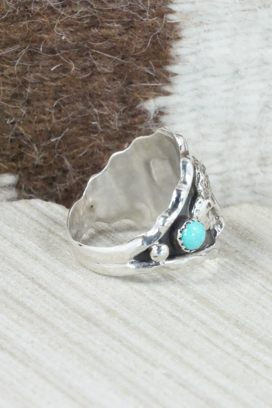 Turquoise & Sterling Silver Ring - Genevieve Francisco - Size 12