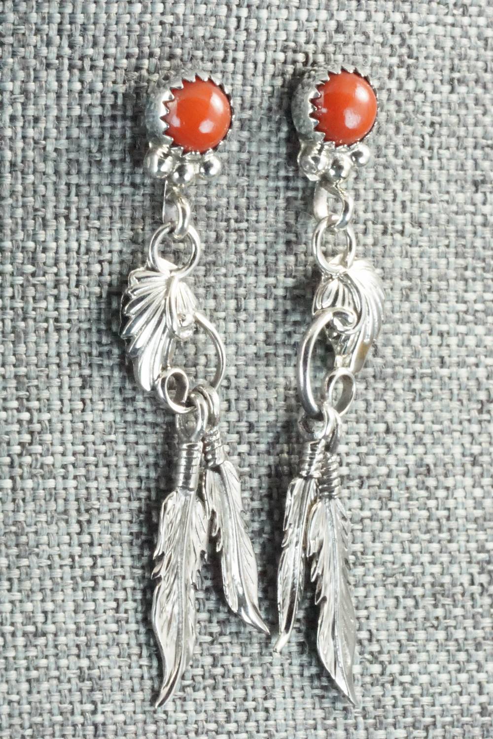 Coral & Sterling Silver Earrings - Rita Largo