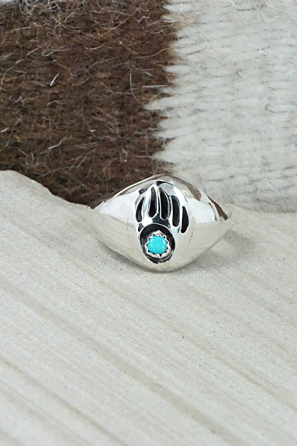 Turquoise & Sterling Silver Ring - Pearlene Spencer - Size 12