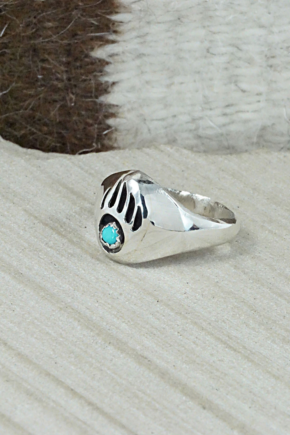 Turquoise & Sterling Silver Ring - Pearlene Spencer - Size 12