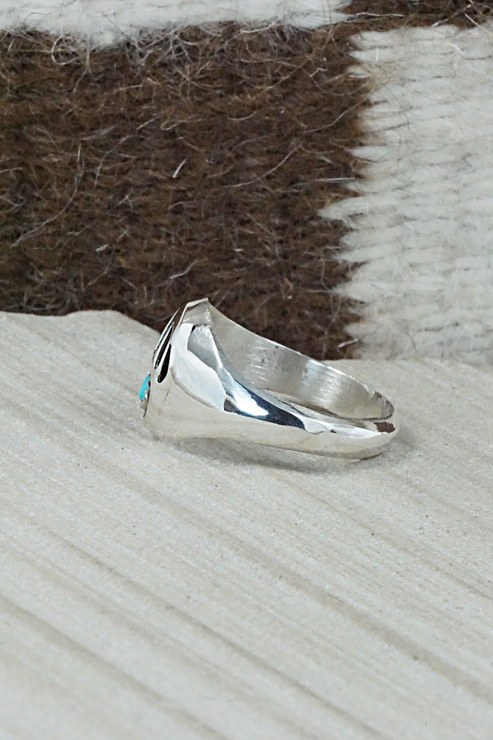 Turquoise & Sterling Silver Ring - Pearlene Spencer - Size 12