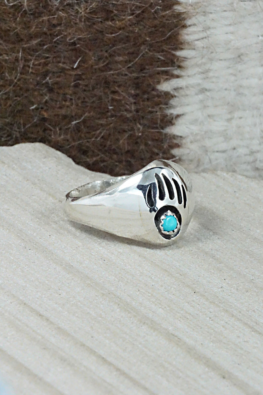 Turquoise & Sterling Silver Ring - Pearlene Spencer - Size 12