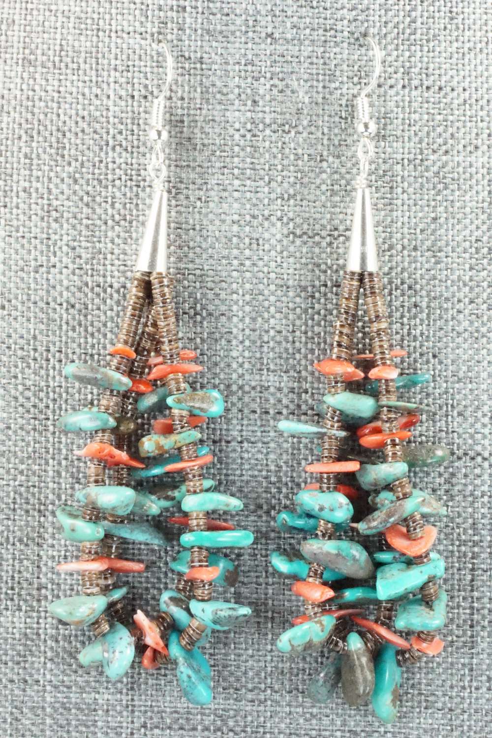 Turquoise, Shell & Sterling Silver Earrings - Daniel Coriz