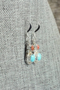 Turquoise, Spiny Oyster & Sterling Silver Earrings - Verley Betone