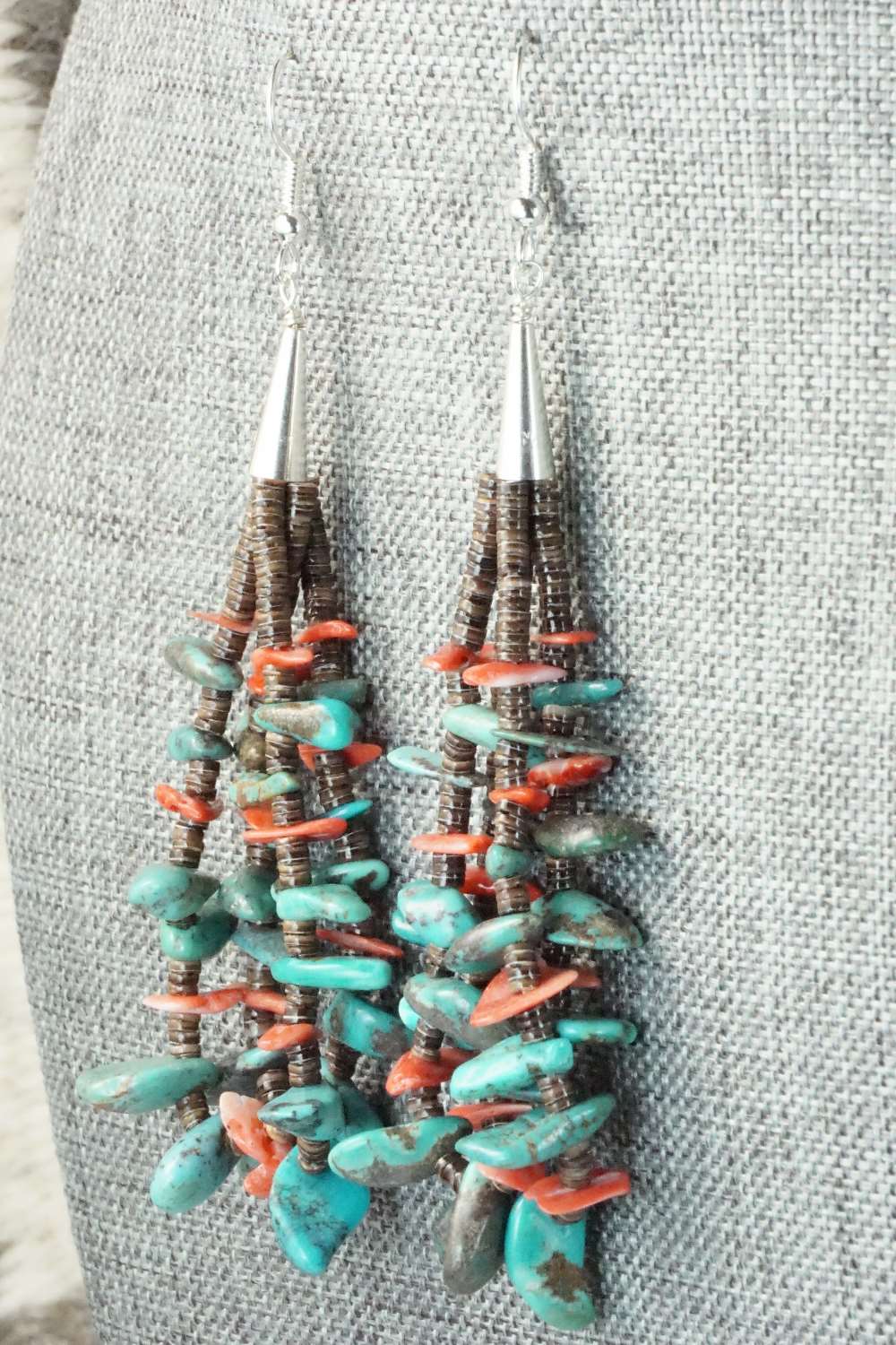 Turquoise, Shell & Sterling Silver Earrings - Daniel Coriz