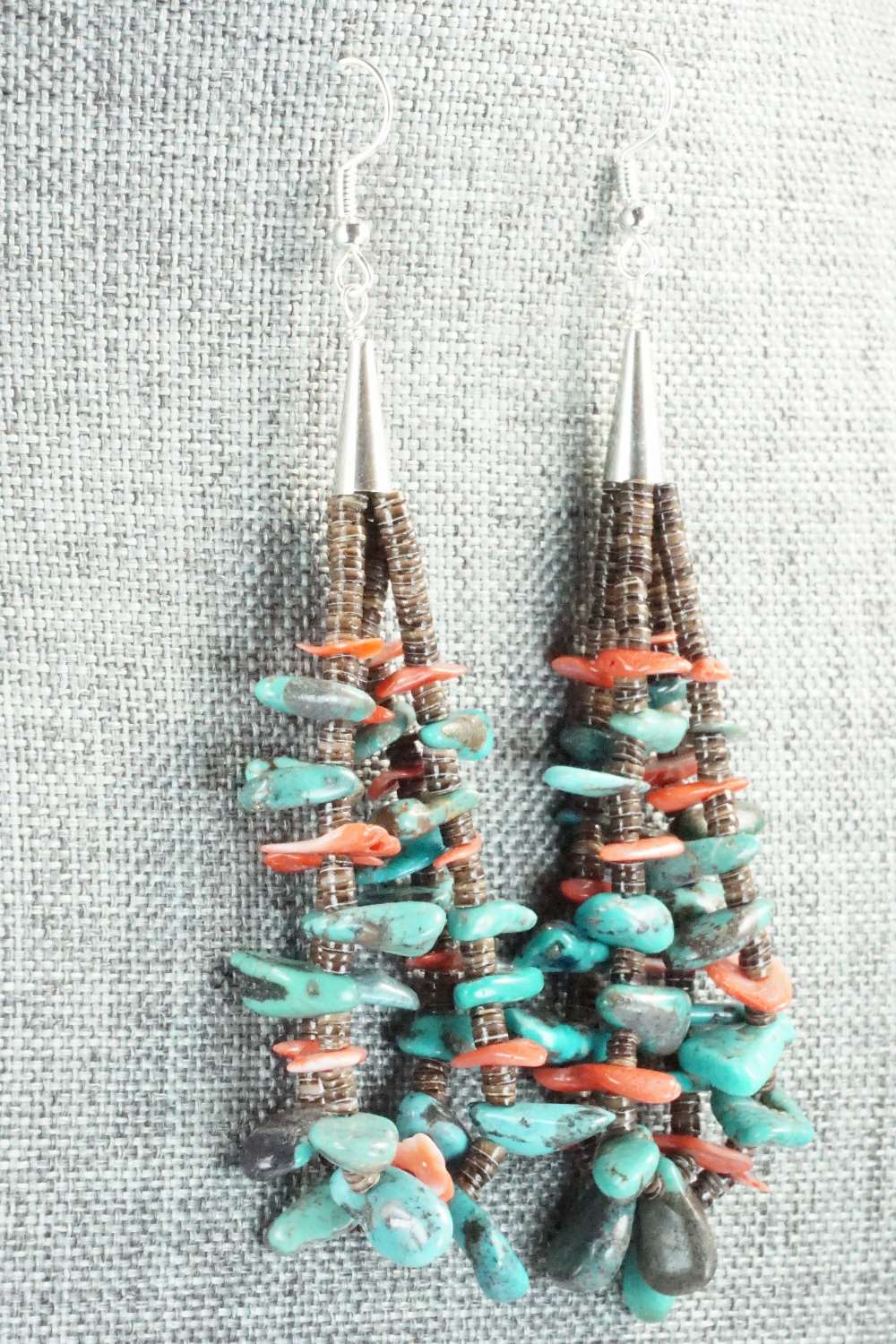Turquoise, Shell & Sterling Silver Earrings - Daniel Coriz