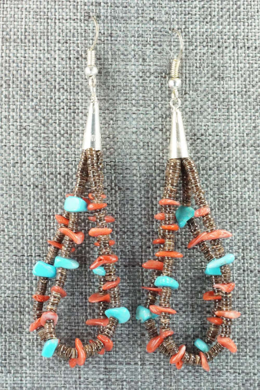 Turquoise, Shell & Sterling Silver Earrings - Daniel Coriz
