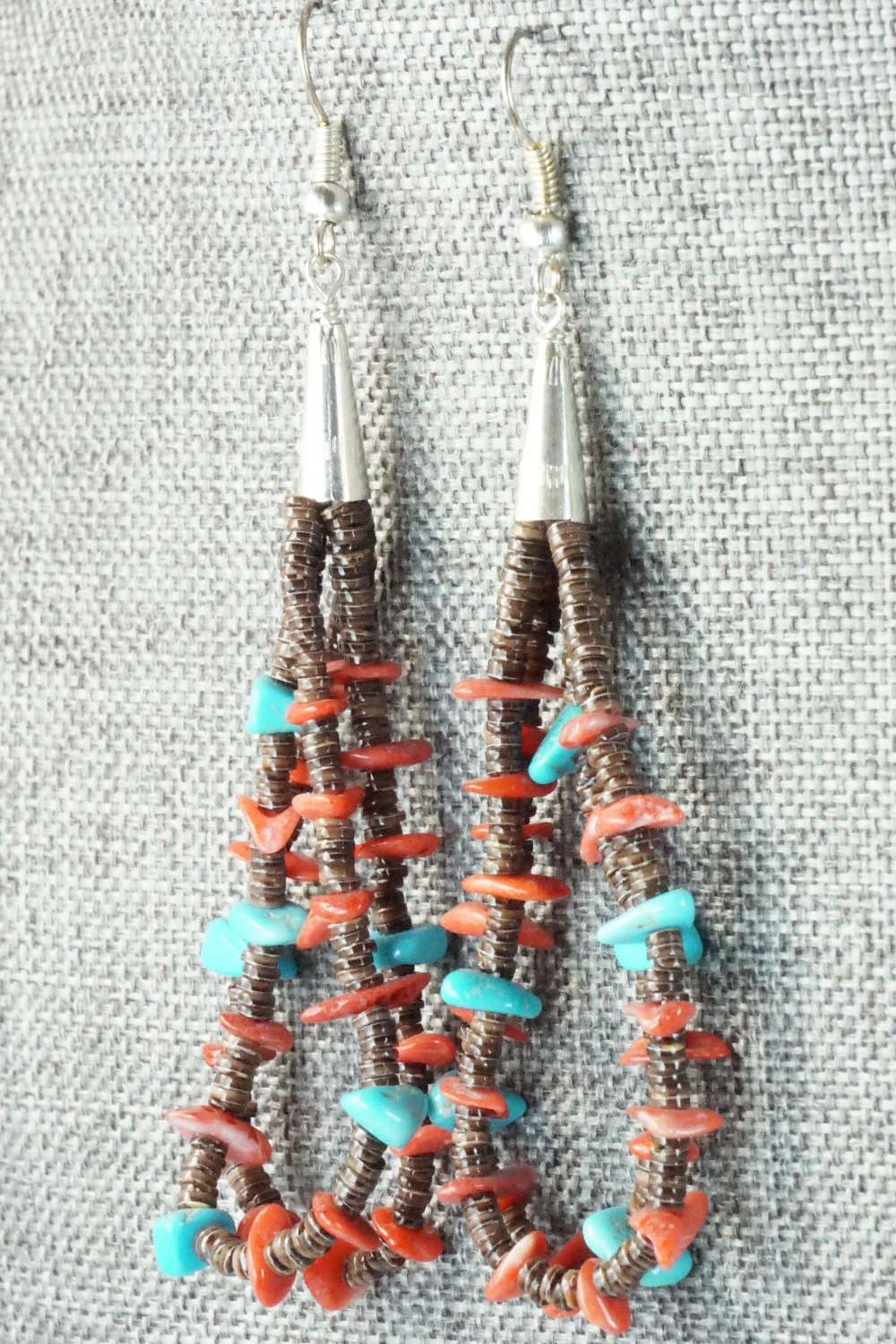 Turquoise, Shell & Sterling Silver Earrings - Daniel Coriz