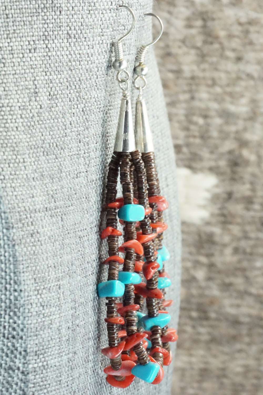Turquoise, Shell & Sterling Silver Earrings - Daniel Coriz