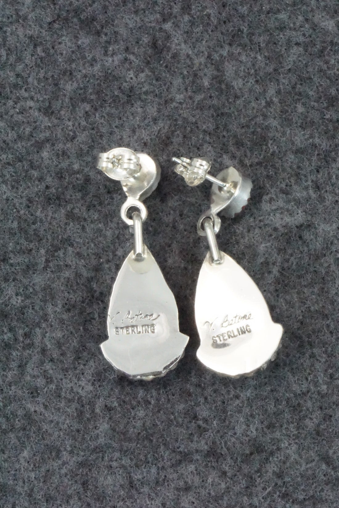 Turquoise, Coral & Sterling Silver Earrings - Verley Betone