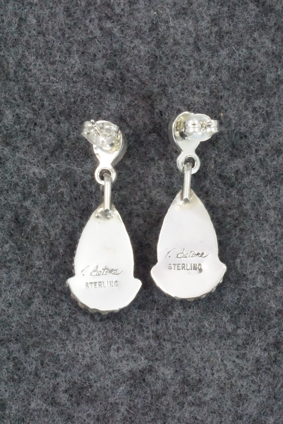 Turquoise, Coral & Sterling Silver Earrings - Verley Betone
