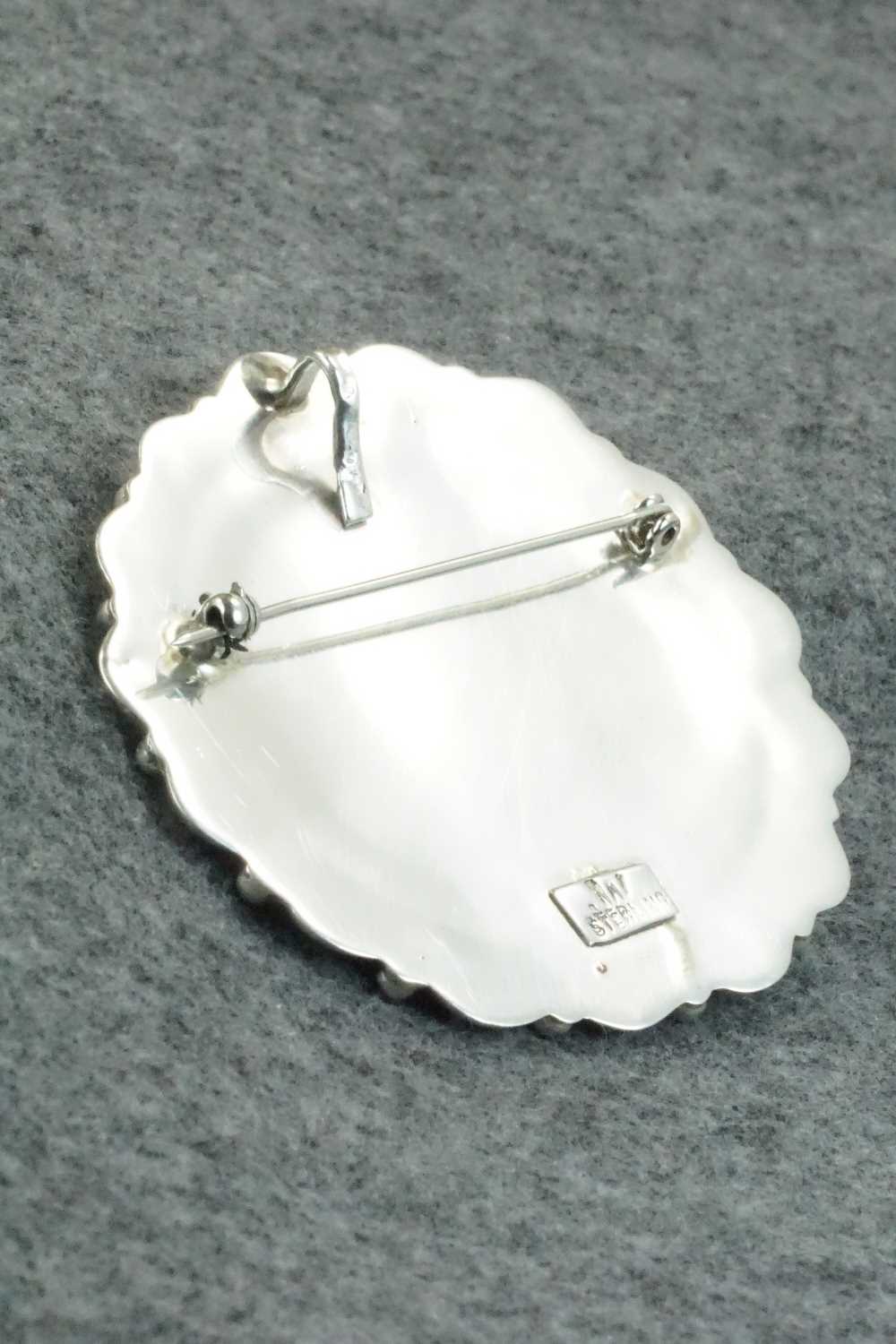Turquoise & Sterling Silver Pendant/ Pin - Justina Wilson