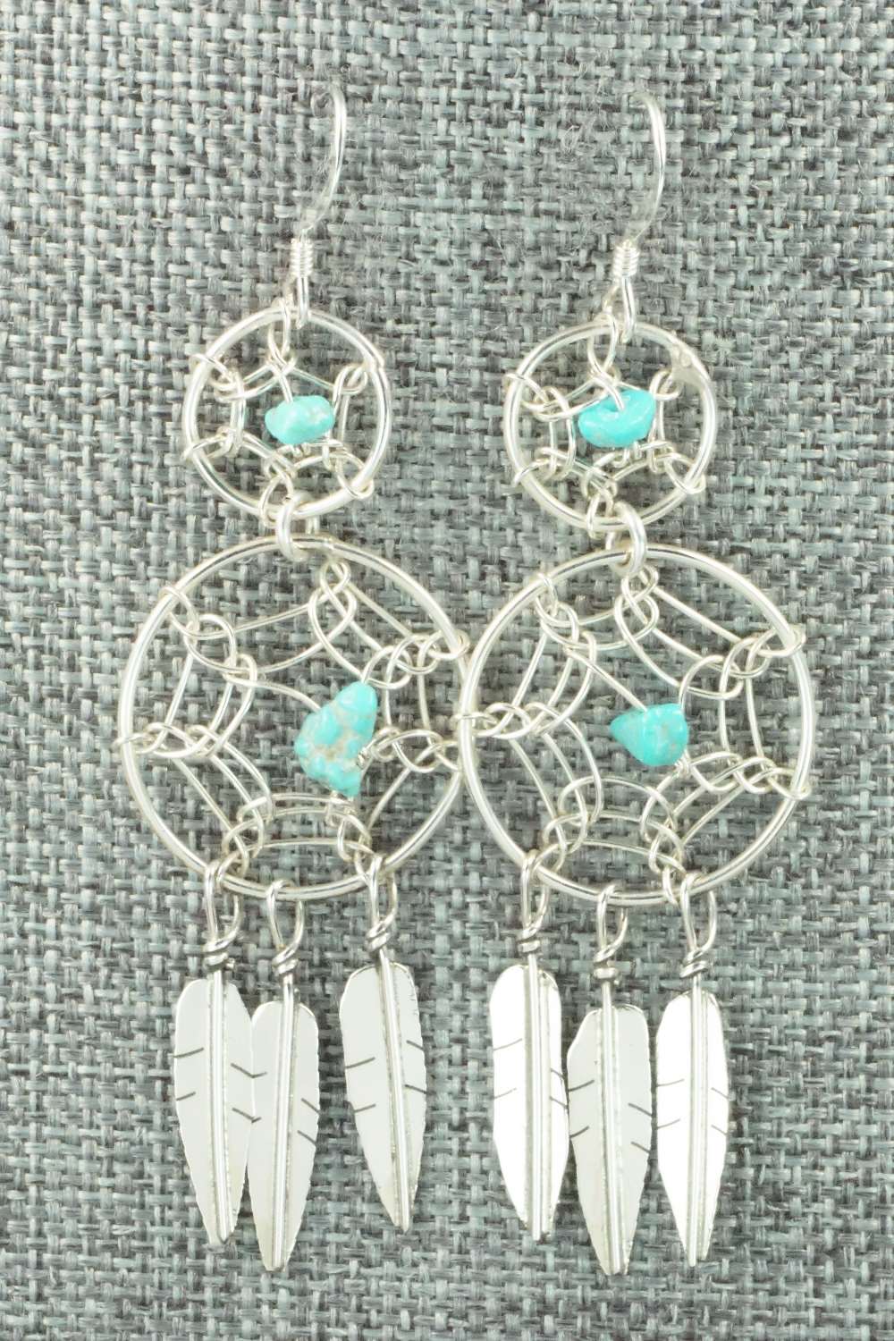 Turquoise & Sterling Silver Earrings - Lorenzo Arviso Jr.