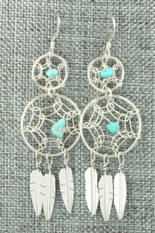 Turquoise & Sterling Silver Earrings - Lorenzo Arviso Jr.