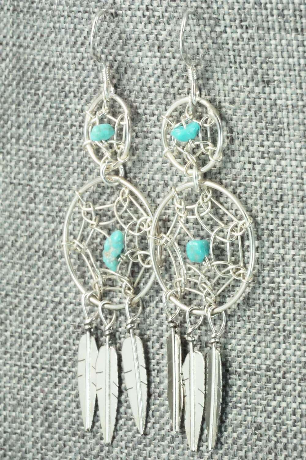 Turquoise & Sterling Silver Earrings - Lorenzo Arviso Jr.