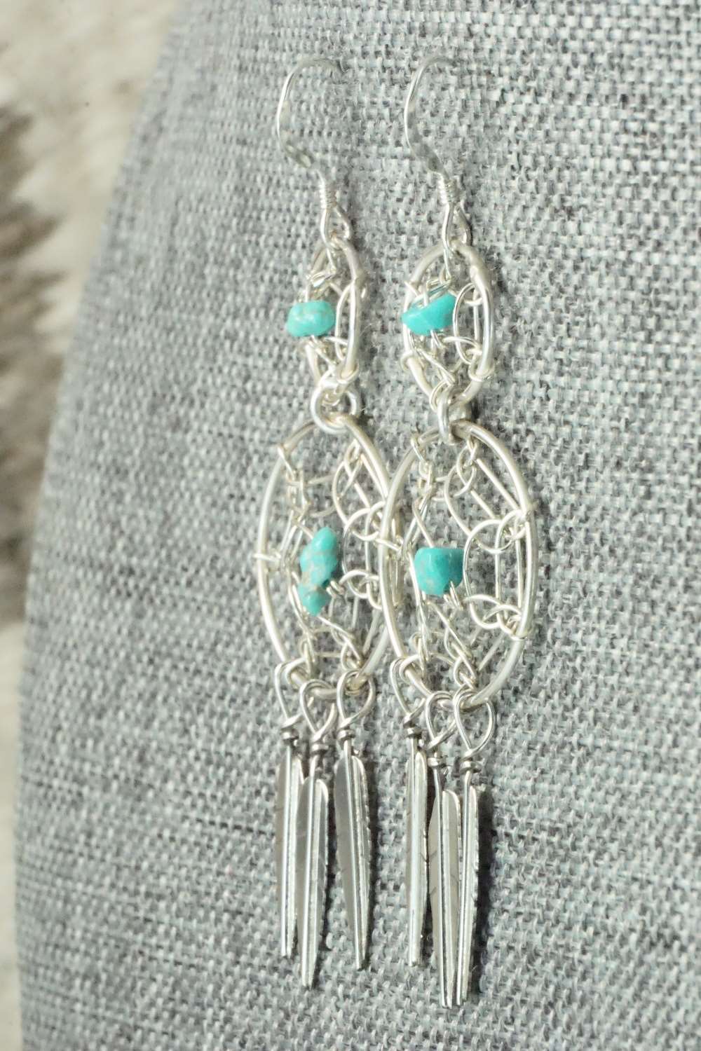 Turquoise & Sterling Silver Earrings - Lorenzo Arviso Jr.