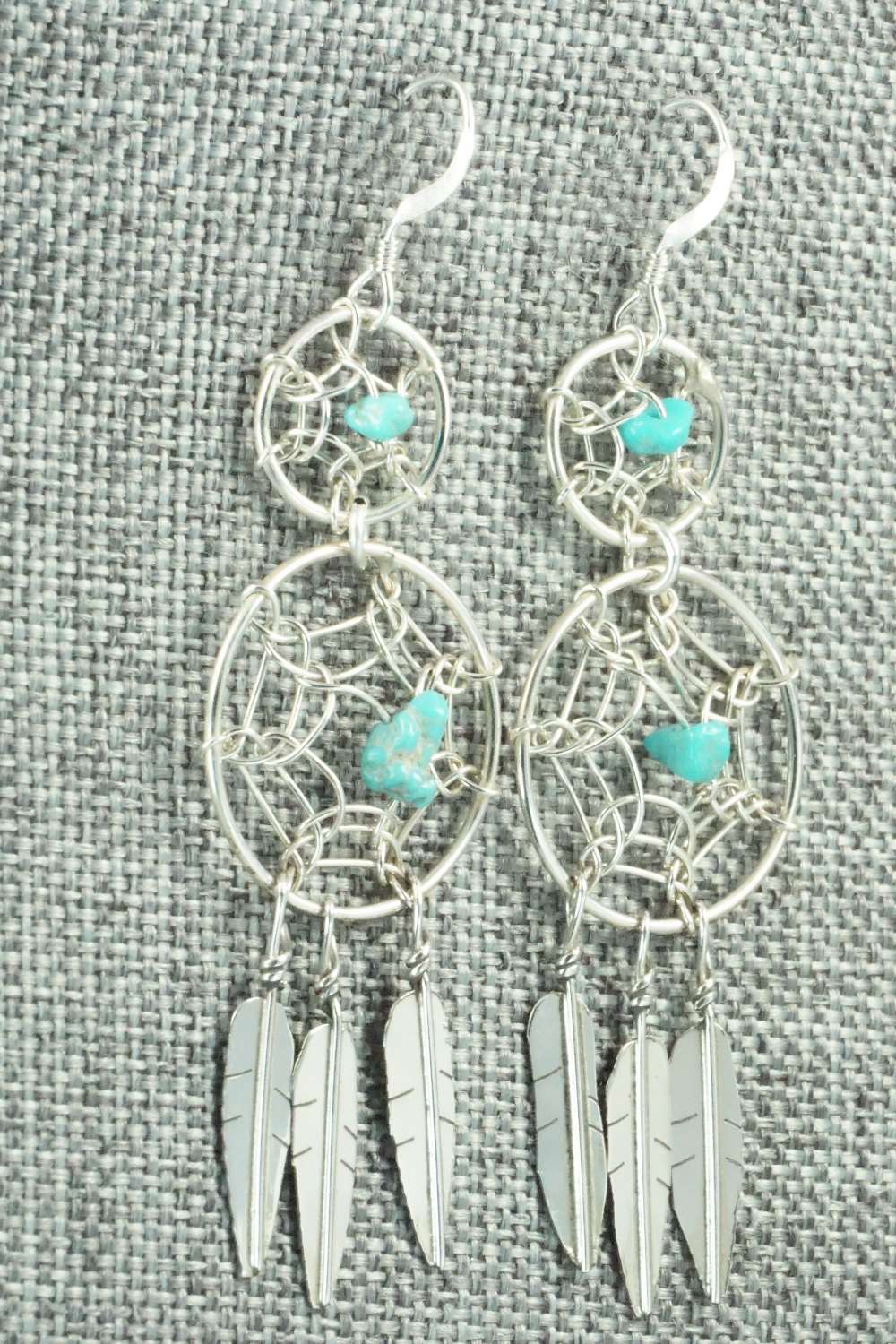 Turquoise & Sterling Silver Earrings - Lorenzo Arviso Jr.