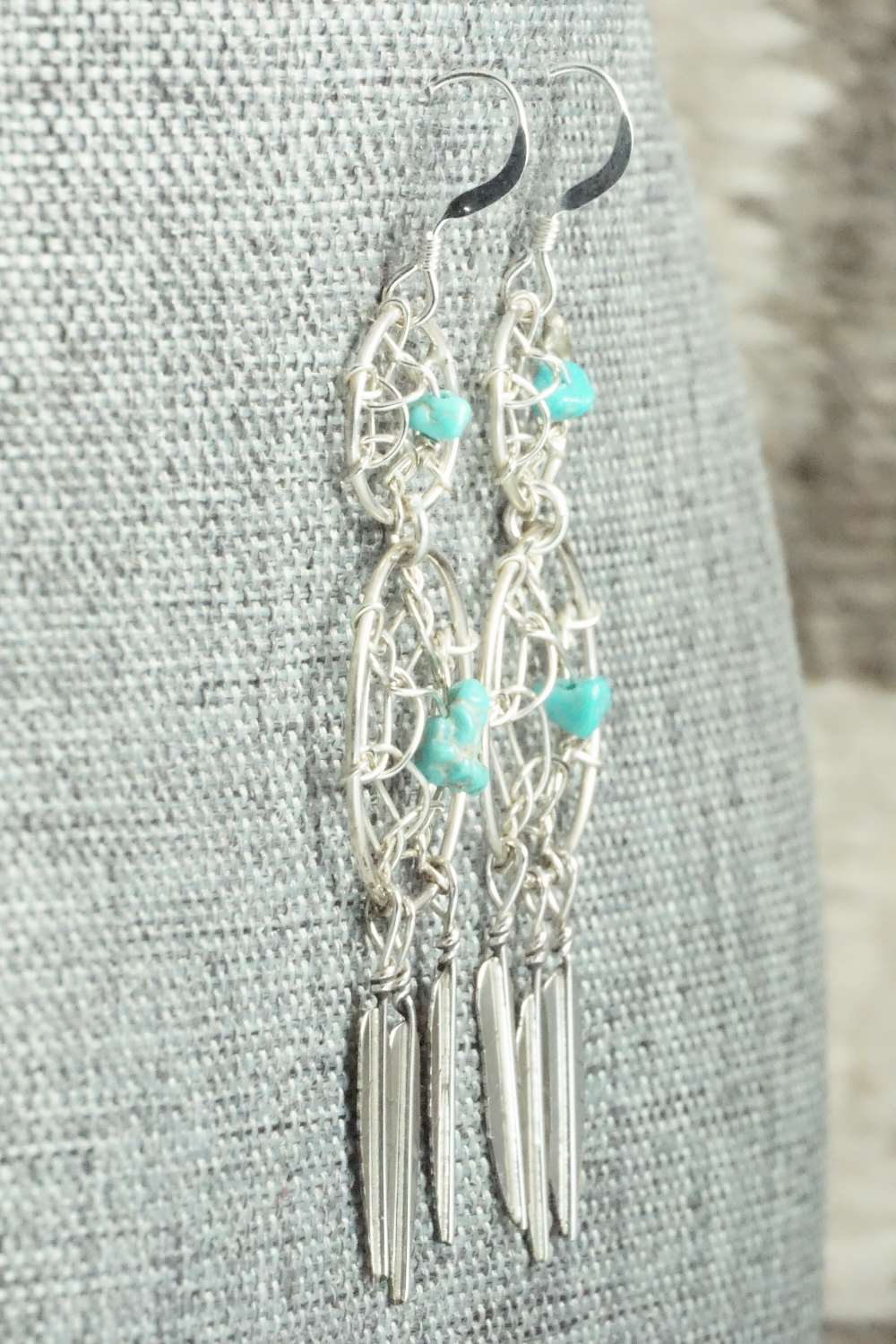Turquoise & Sterling Silver Earrings - Lorenzo Arviso Jr.