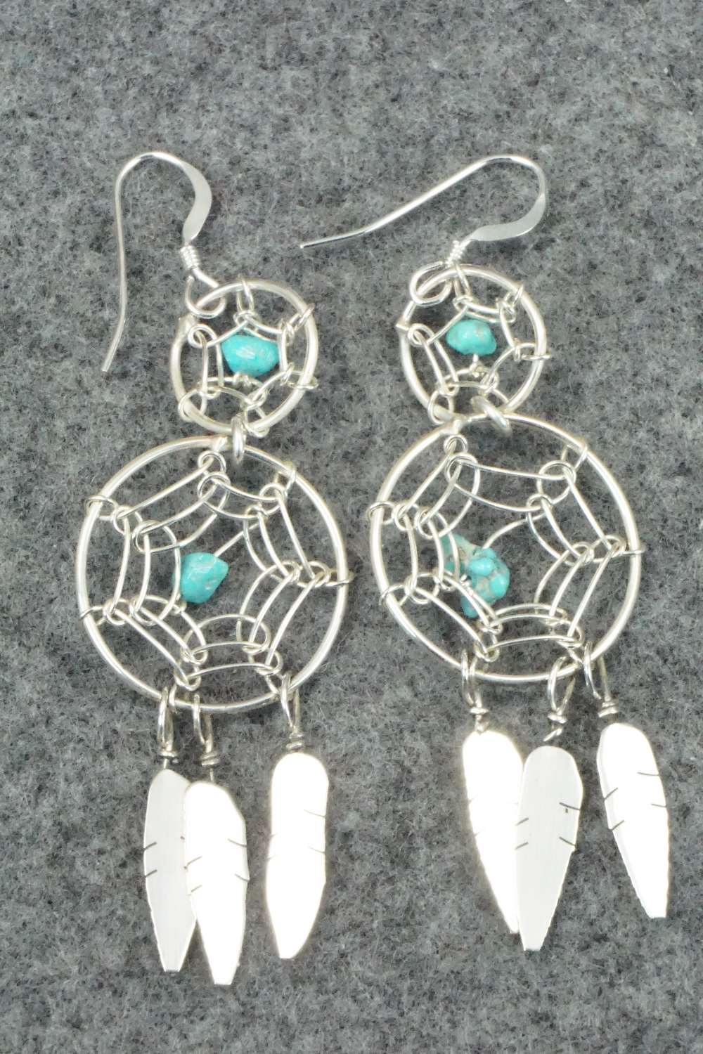Turquoise & Sterling Silver Earrings - Lorenzo Arviso Jr.