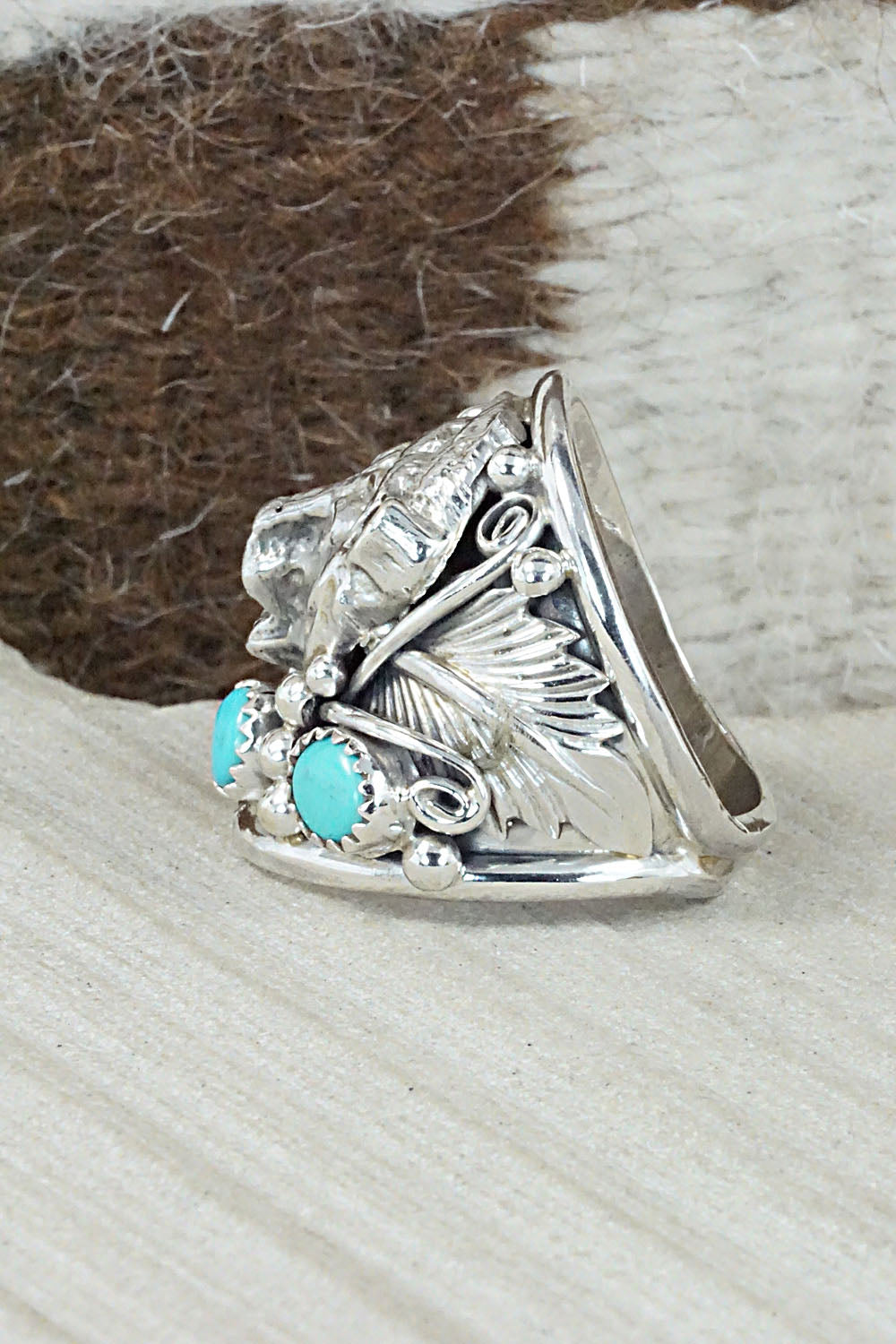 Turquoise and Sterling Silver Ring - Jeanette Saunders - Size 9.5