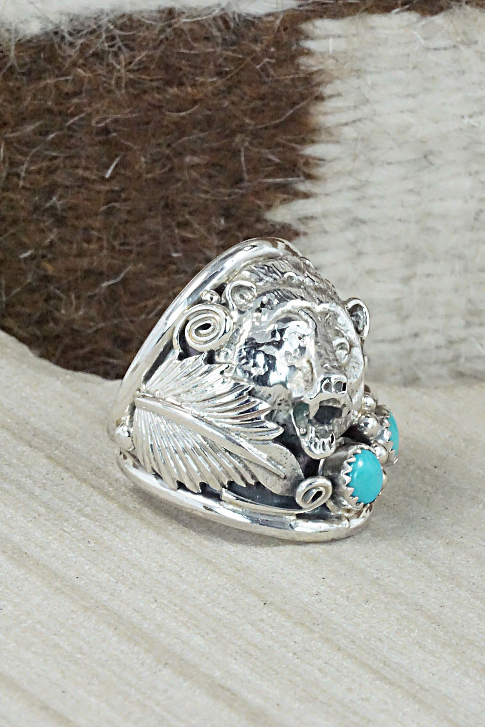 Turquoise and Sterling Silver Ring - Jeanette Saunders - Size 9.5