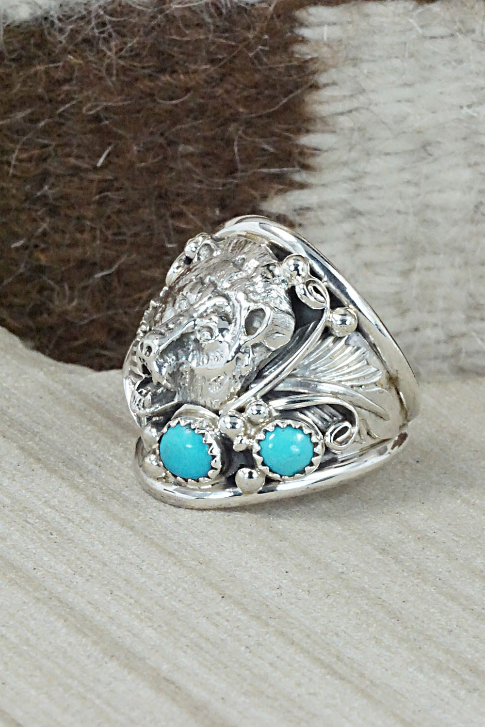 Turquoise and Sterling Silver Ring - Jeanette Saunders - Size 11.75