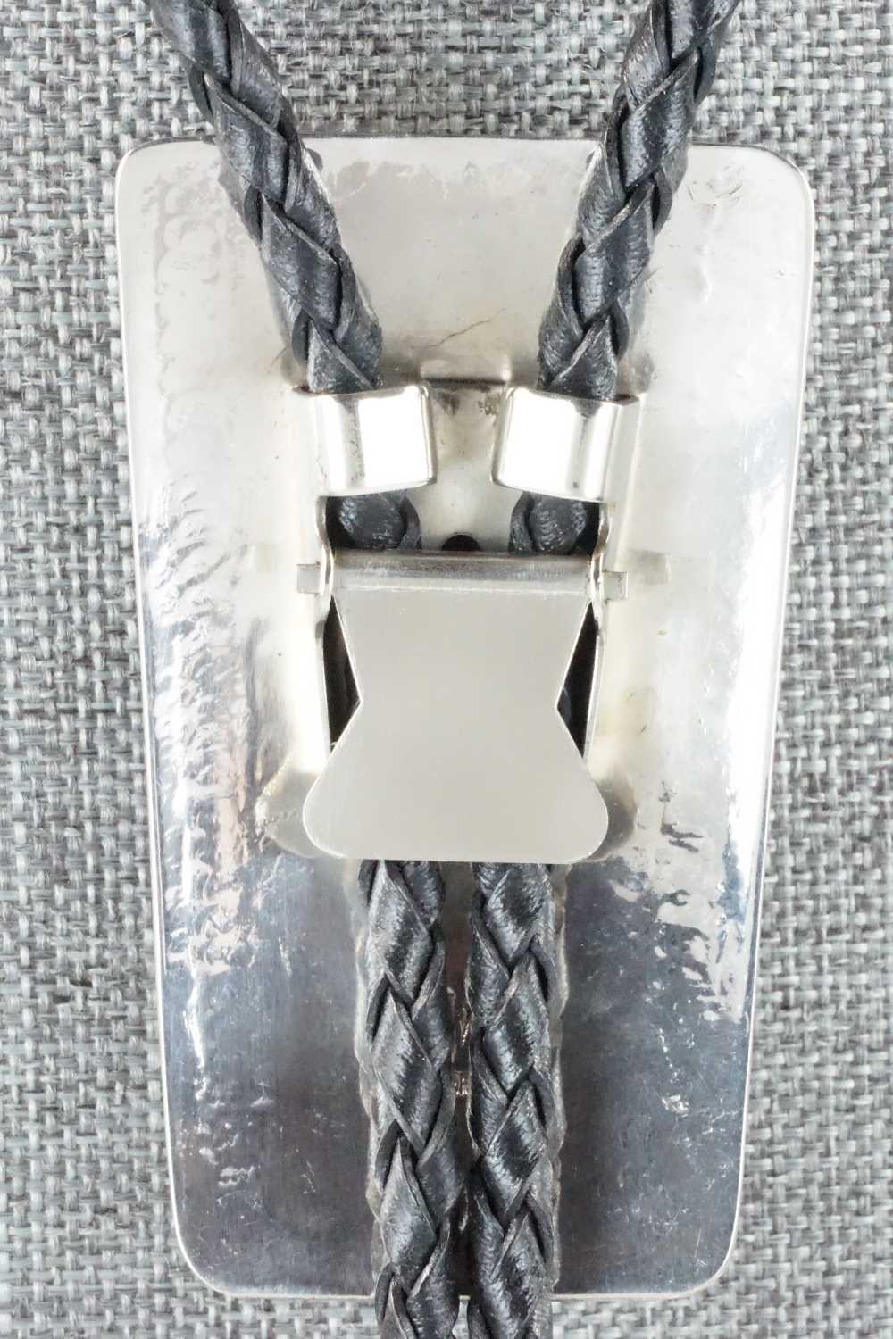 Turquoise, Coral & Sterling Silver Bolo Tie - Wilbur Myers