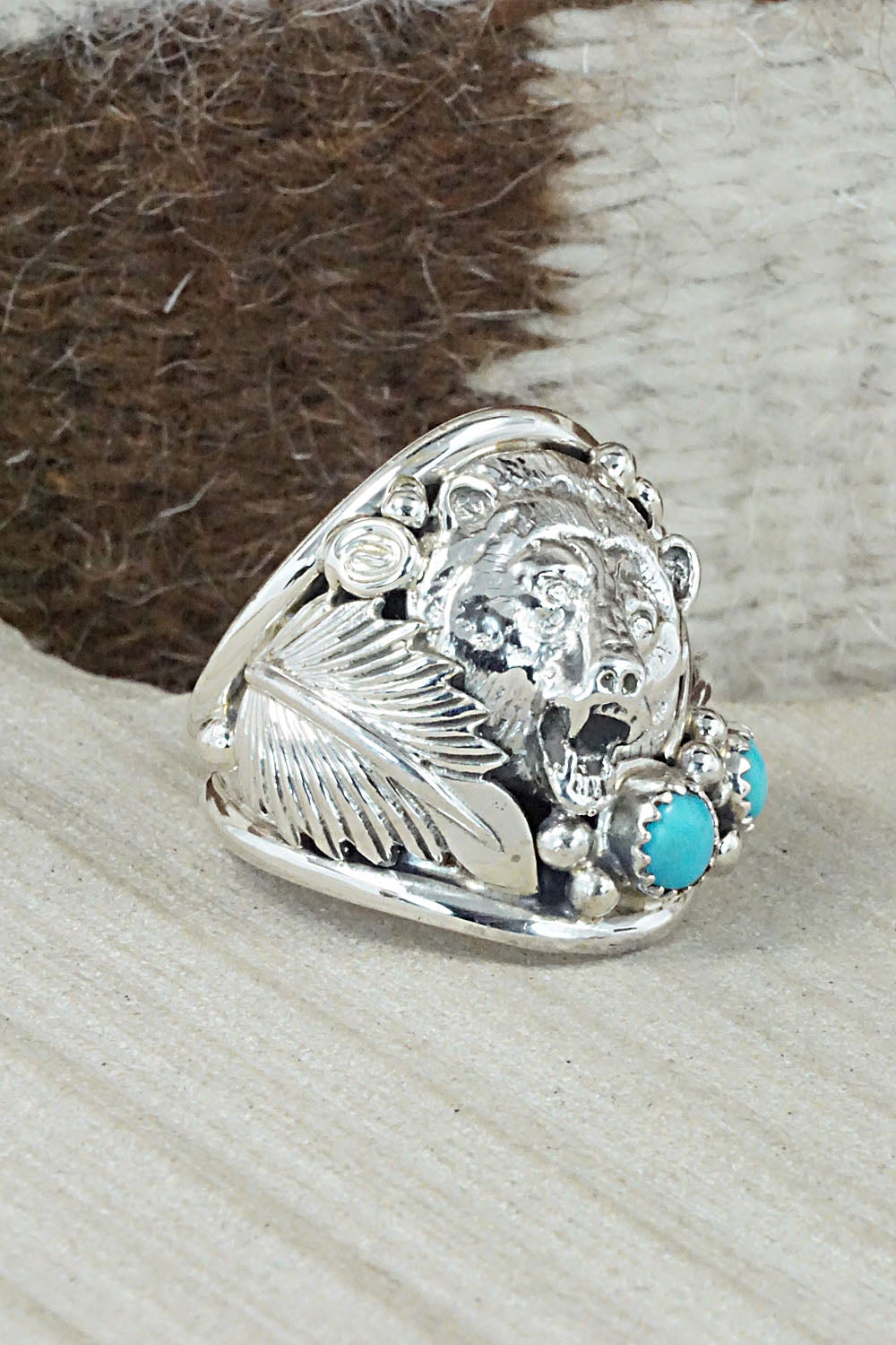 Turquoise and Sterling Silver Ring - Jeanette Saunders - Size 11.75