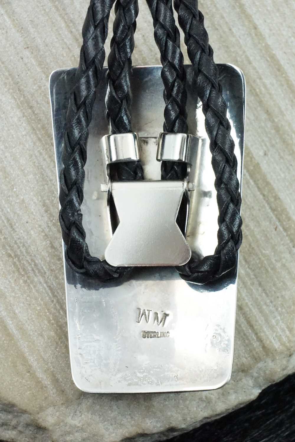 Turquoise, Coral & Sterling Silver Bolo Tie - Wilbur Myers