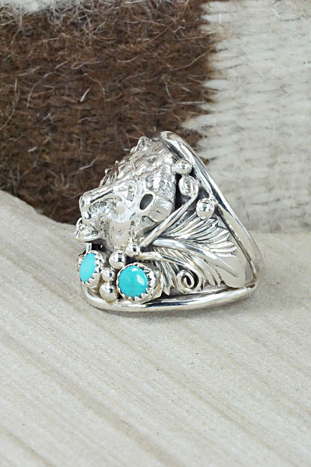 Turquoise and Sterling Silver Ring - Jeanette Saunders - Size 12.25