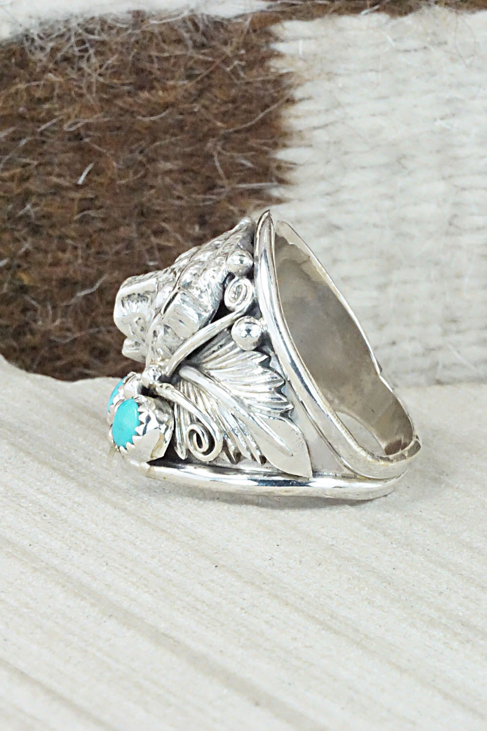 Turquoise and Sterling Silver Ring - Jeanette Saunders - Size 12.25