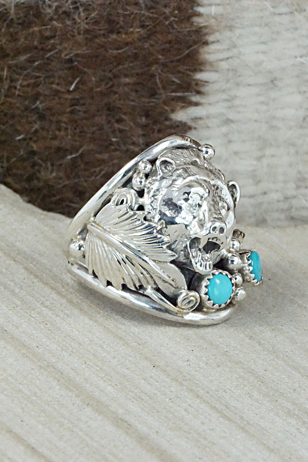 Turquoise and Sterling Silver Ring - Jeanette Saunders - Size 12.25
