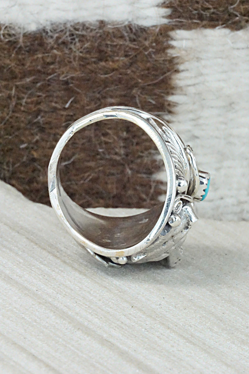 Turquoise and Sterling Silver Ring - Jeanette Saunders - Size 12.25