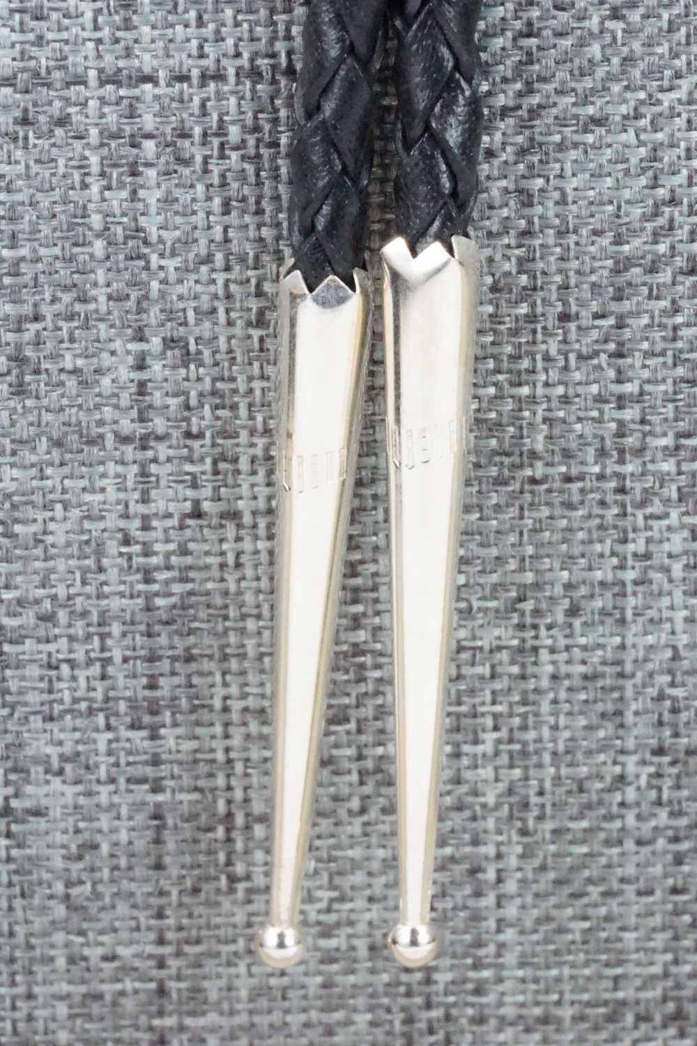 Turquoise, Coral & Sterling Silver Bolo Tie - Wilbur Myers