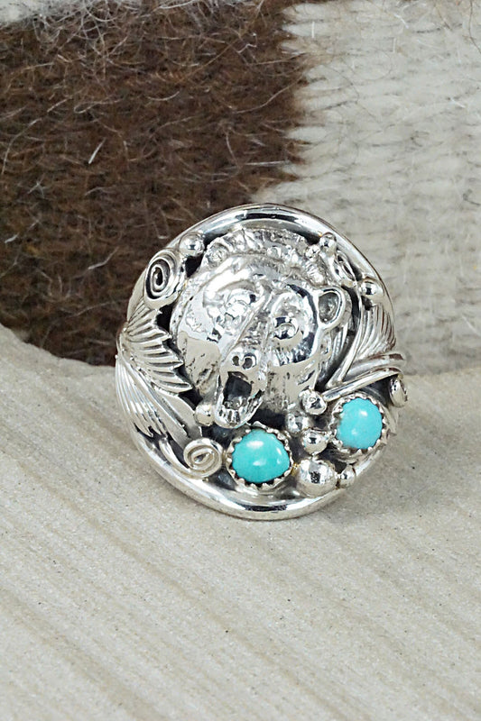 Turquoise and Sterling Silver Ring - Jeanette Saunders - Size 13