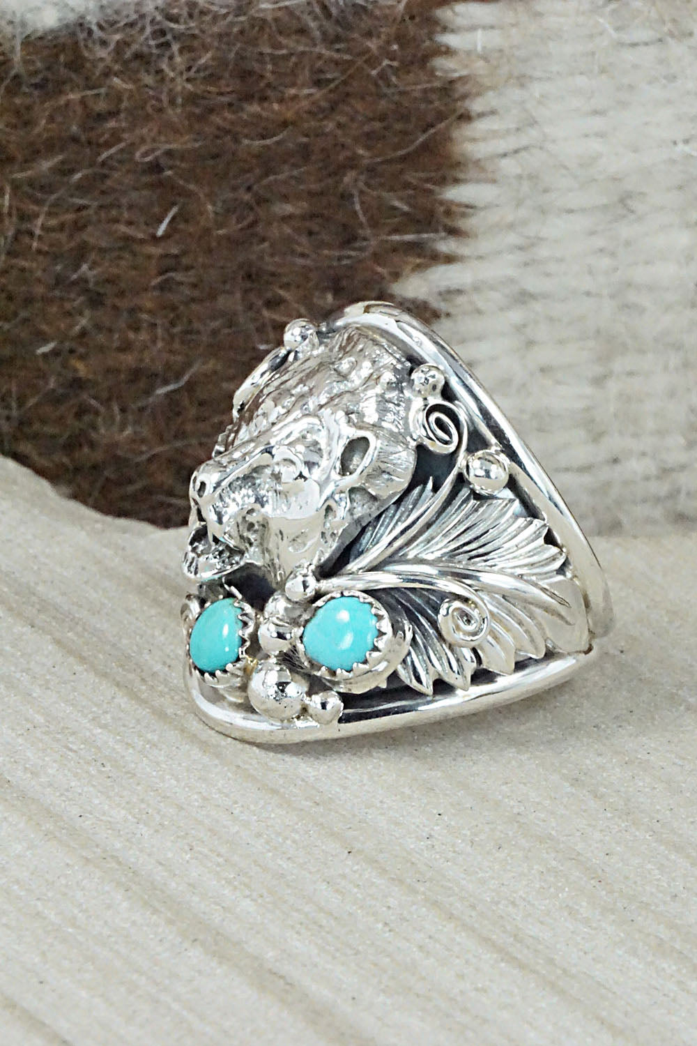 Turquoise and Sterling Silver Ring - Jeanette Saunders - Size 13