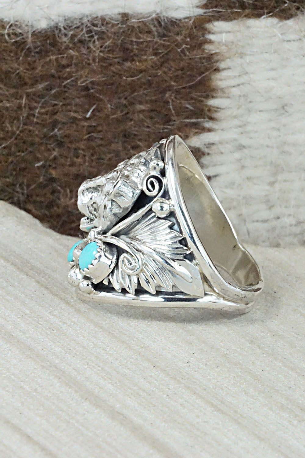 Turquoise and Sterling Silver Ring - Jeanette Saunders - Size 13