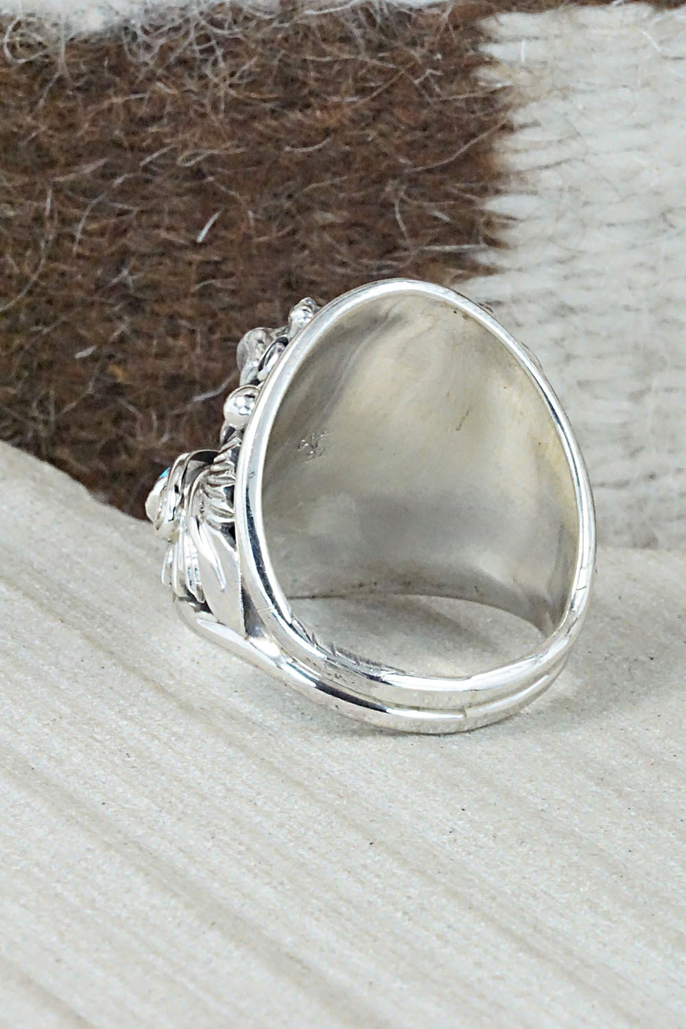 Turquoise and Sterling Silver Ring - Jeanette Saunders - Size 13