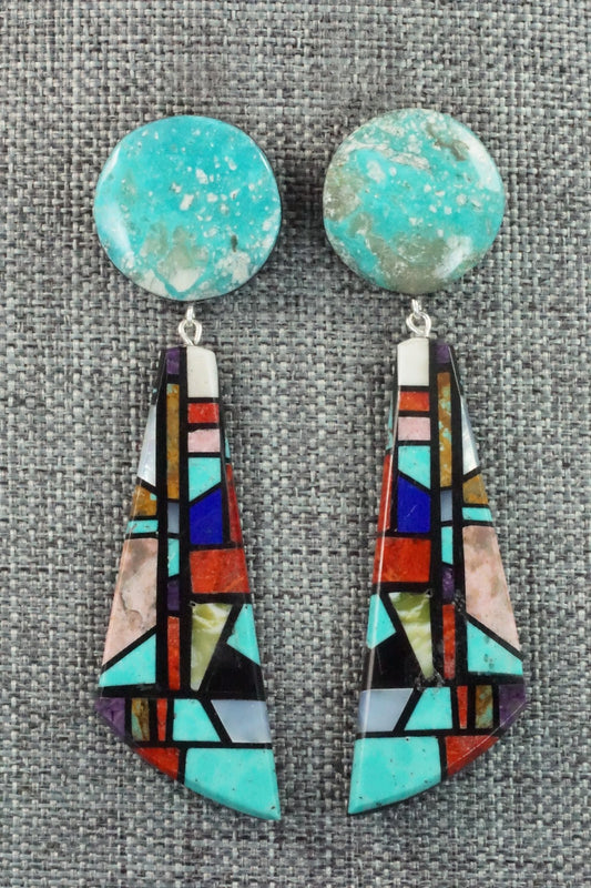 Multi Stone Inlay Earrings - Chris T. Nieto