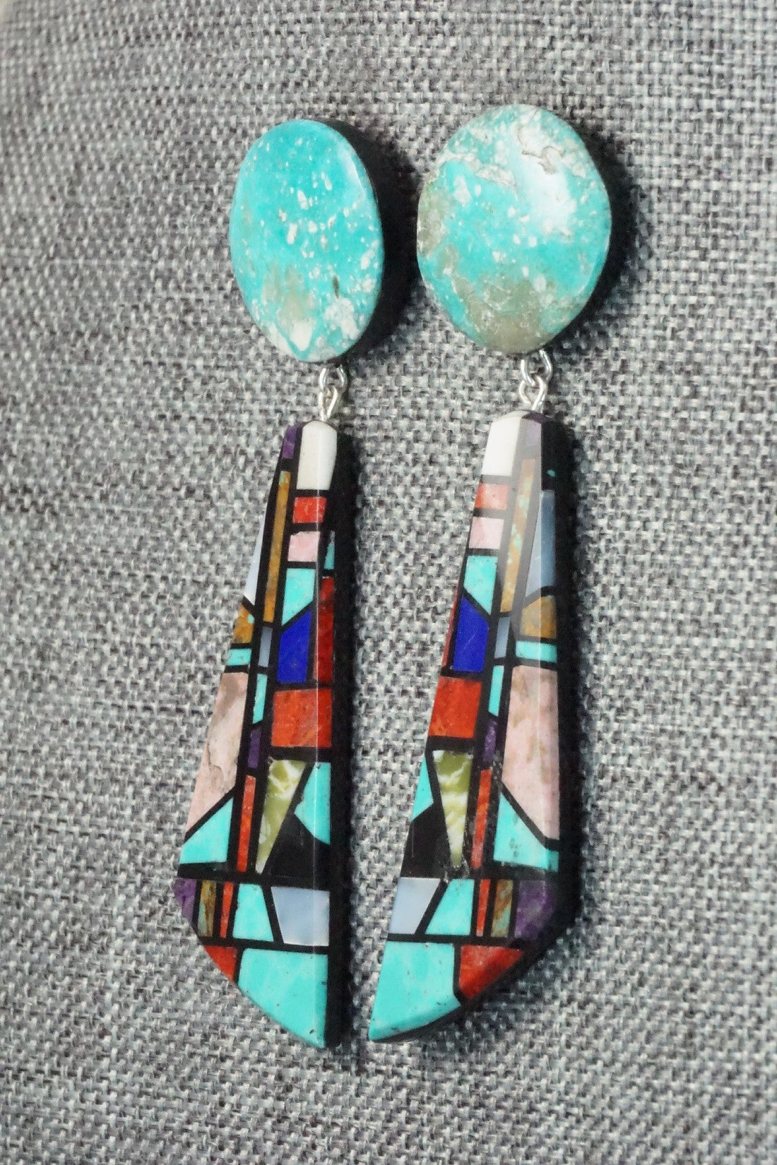 Multi Stone Inlay Earrings - Chris T. Nieto