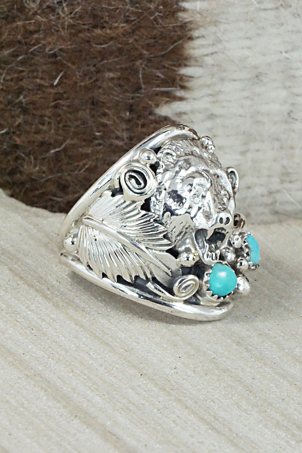 Turquoise and Sterling Silver Ring - Jeanette Saunders - Size 13