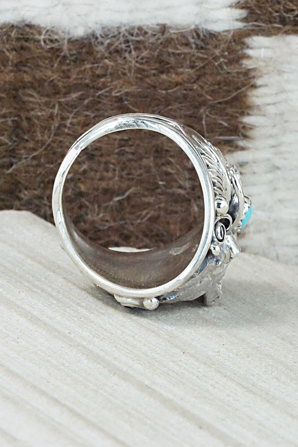 Turquoise and Sterling Silver Ring - Jeanette Saunders - Size 13