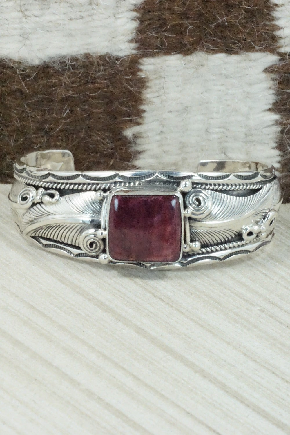 Spiny Oyster & Sterling Silver Bracelet - Darrell Morgan
